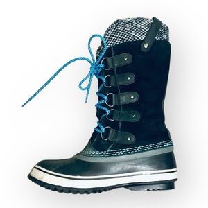 Sorel 7 black Winter Joan of Arctic waterproof outdoor Gorpcore herringbone​​​
